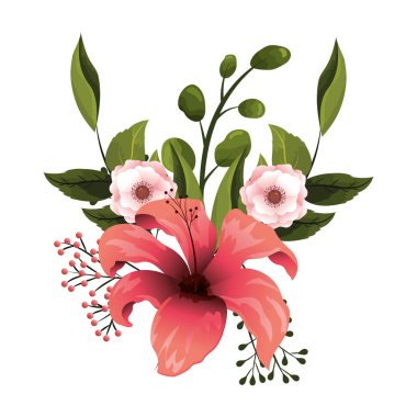 çiçek tropik çiçekler karikatür vektör çizim grafik tasarım