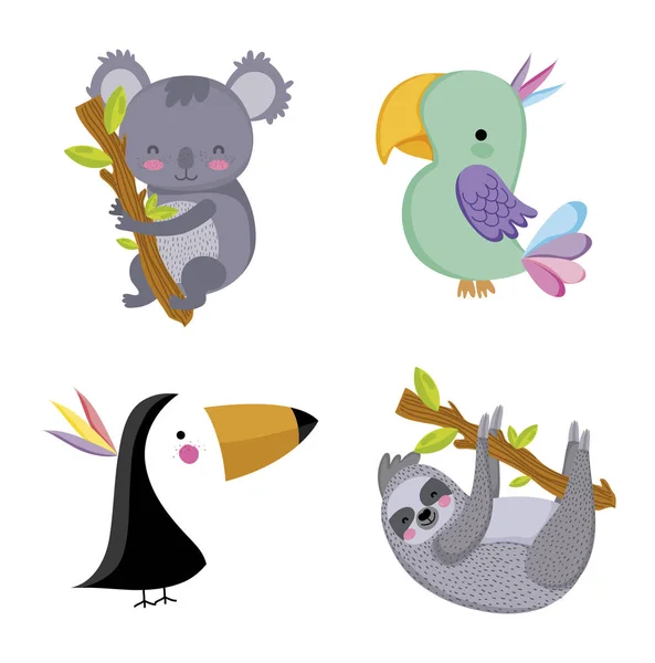 Vahşi Hayvanlar Sevimli Çizgi Film Vektör Çizim Grafik Tasarım — Stok Vektör