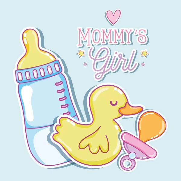 Mommys Mädchen Cartoon Vektor Illustration Grafik Design — Stockvektor