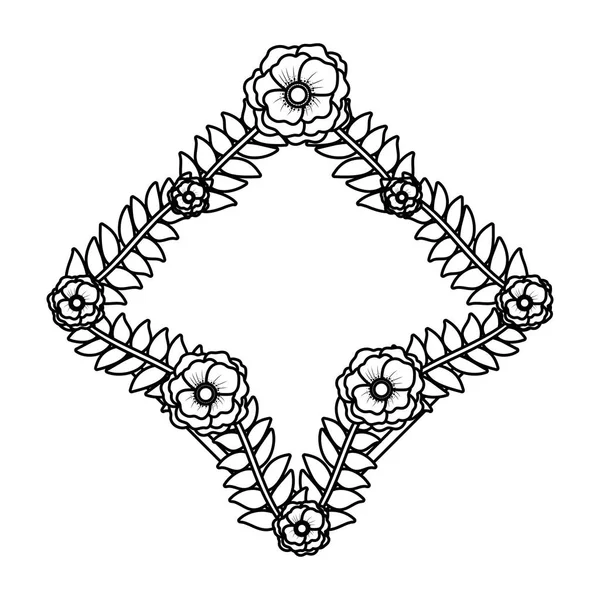 Квіткові Тропічні Квіти Рамка Мультфільм Векторна Ілюстрація Графічний Дизайн — стоковий вектор