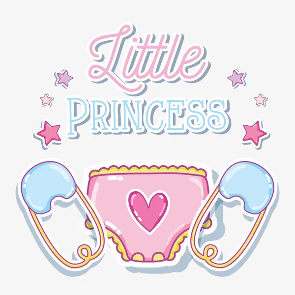 Little Princess Baby Girl Card Vector Illustration Graphic Design — Stock Vector