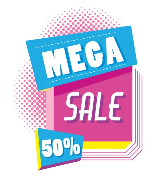 Mega Sale Discounts Colorful Shopping Poster Vector Illustration Graphic Design — Stock Vector