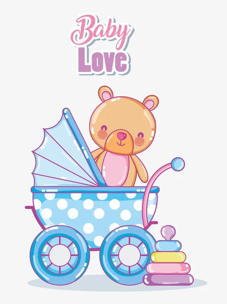 Cartão Amor Bebê Com Bonito Urso Vetor Ilustração Design Gráfico —  Vetores de Stock