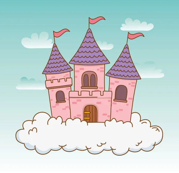 Château Conte Fées Dans Les Nuages Scène Vectoriel Illustration Design — Image vectorielle