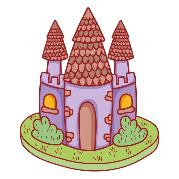 Lindo Castillo Cuento Hadas Icono Vector Ilustración Diseño — Vector de stock