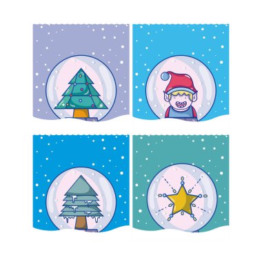 Noel kartları karikatürler vektör çizim grafik tasarım