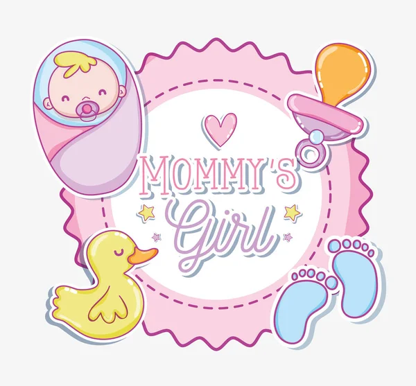 Mommys Mädchen Cartoon Vektor Illustration Grafik Design — Stockvektor