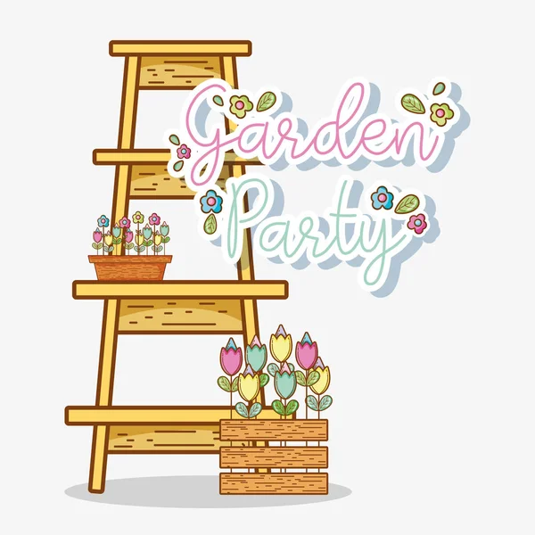 Jardín Fiesta Celebración Lindo Dibujos Animados Vector Ilustración Diseño Gráfico — Archivo Imágenes Vectoriales