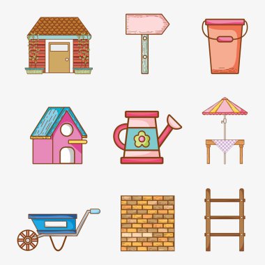 Bahçe elemanları vektör çizim grafik tasarım