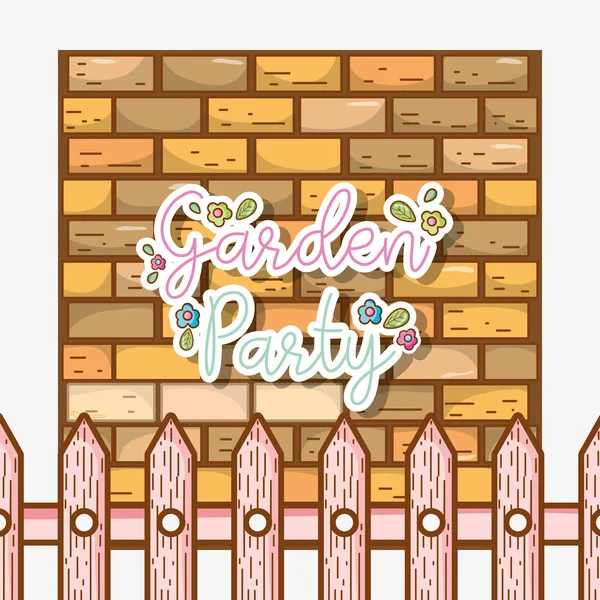 Jardim Festa Convite Cartão Com Desenhos Animados Bonitos — Vetor de Stock