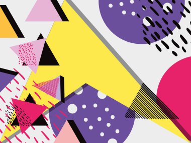 Memphis şablonu ve arka plan renkli tasarım vektör çizim grafik