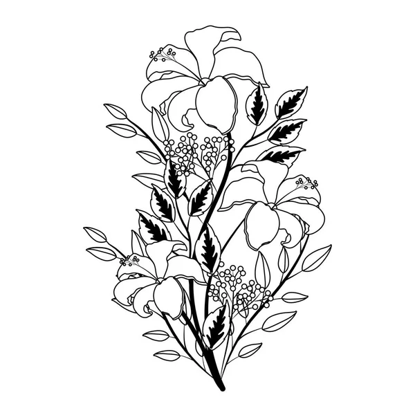 Fleurs Tropicales Florales Dessin Animé Vecteur Illustration Conception Graphique — Image vectorielle