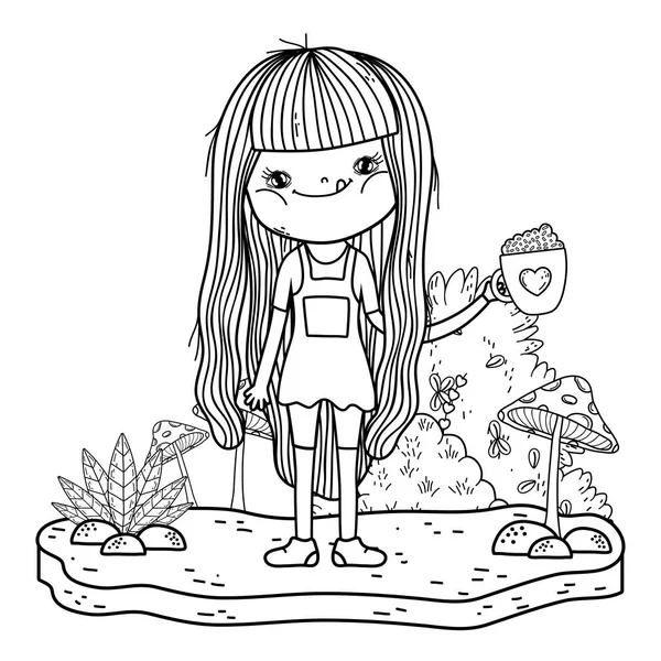 Menina Projeto Ilustração Vetorial Paisagem — Vetor de Stock