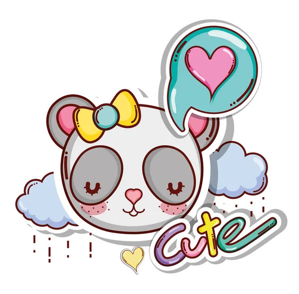 Cute Lovely Card Panda Bear Heart Bubble Vector Illustration Graphic — Stock Vector
