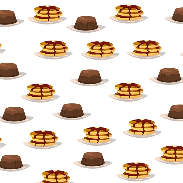 Heerlijk Smakelijk Ontbijt Patroon Cartoon Vector Illustratie Grafisch Ontwerp — Stockvector