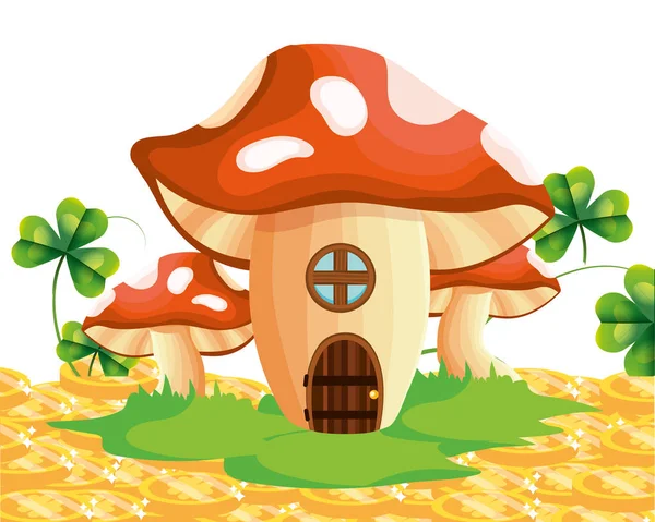 Ruwe Paddestoel Huis Cartoon Vector Illustratie Grafisch Ontwerp — Stockvector