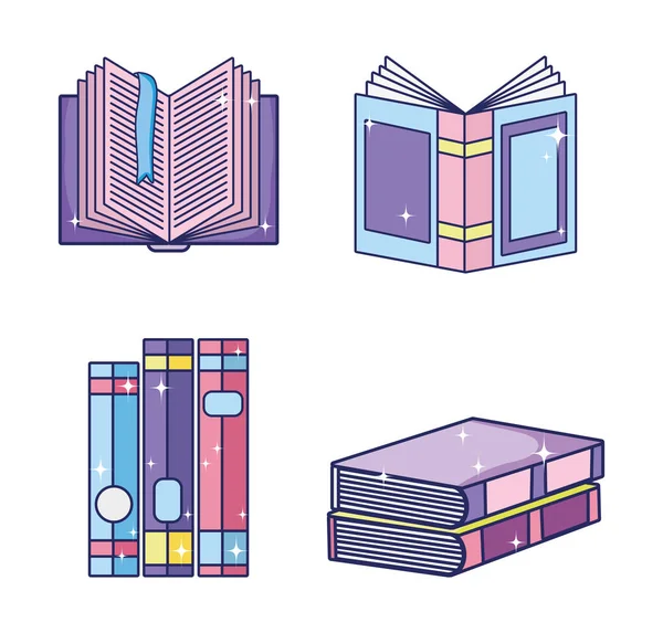 Set Van Magische Boeken Collectie Vector Illustratie Grafisch Ontwerp — Stockvector