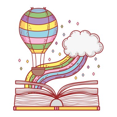 gökkuşağı ve balon helyum vektör çizim tasarımı ile metin kitap