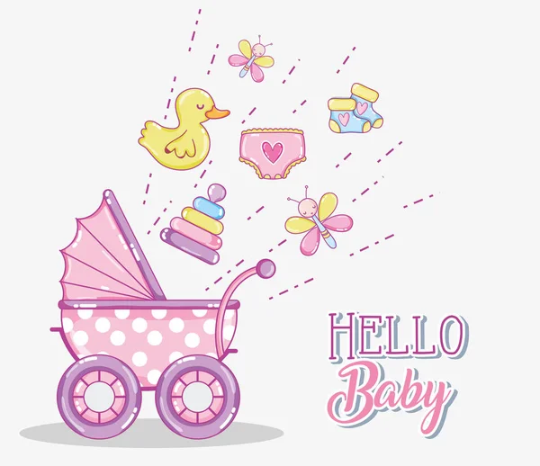 Ciao Baby Card Con Simpatici Cartoni Animati Vettoriale Illustrazione Grafica — Vettoriale Stock