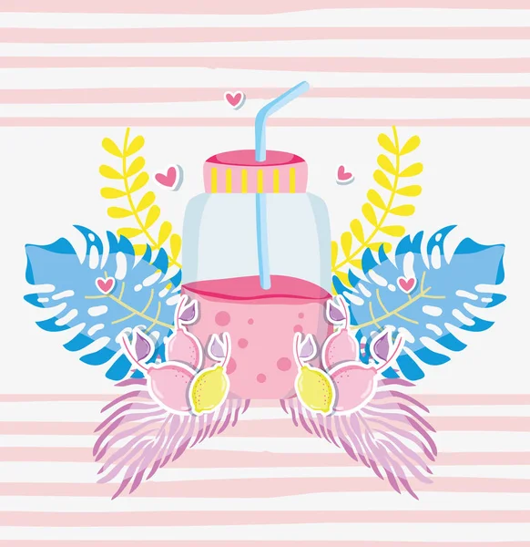 Juice Mason Jar Punchy Pastels Vetor Ilustração Design Gráfico — Vetor de Stock