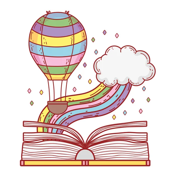 Tekst Książki Rainbow Balon Helem Wektor Ilustracja Projektu — Wektor stockowy