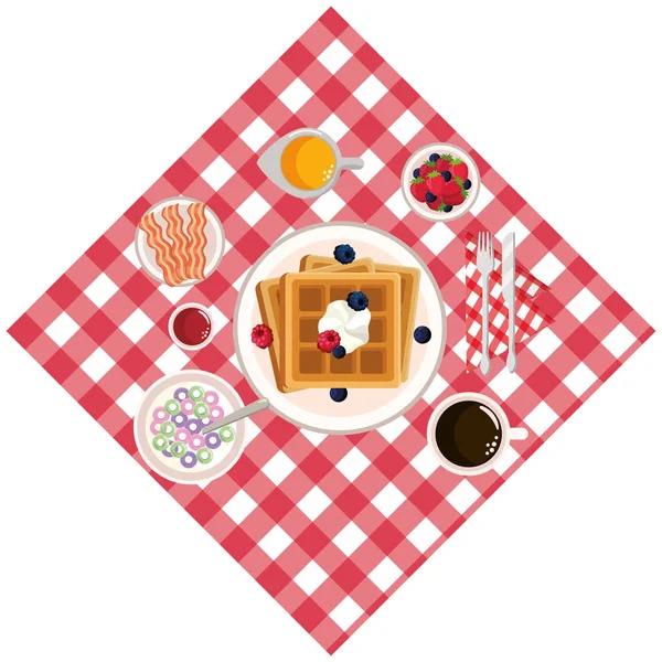 Delicious Tasty Breakfast Picnic Concept Cartoon Vector Illustration Graphic Design — Stock Vector