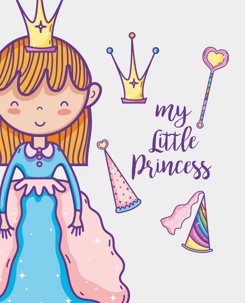 Kleine Prinses Schattig Hand Tekening Cartoon Pictogram Vector Illustratie Grafisch — Stockvector