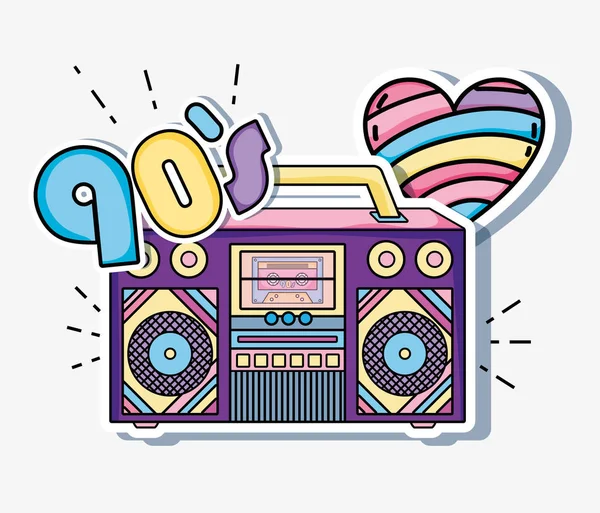 Amo Desenhos Animados Dos Anos Rádio Estéreo Vetor Ilustração Design —  Vetores de Stock