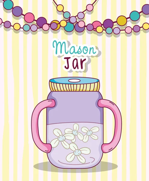 Mason Jar Vintage Festa Desenho Cores Pastel Vetor Ilustração Design —  Vetores de Stock