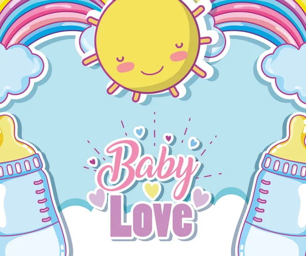 Baby Love Card Mit Niedlichen Cartoons Vektor Illustration Grafik Design — Stockvektor