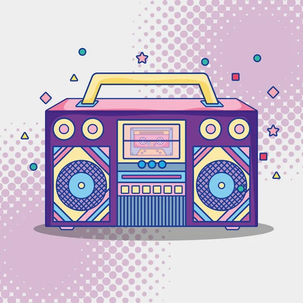 Pop Art Radio Estéreo Dibujos Animados Vector Ilustración Diseño Gráfico — Archivo Imágenes Vectoriales