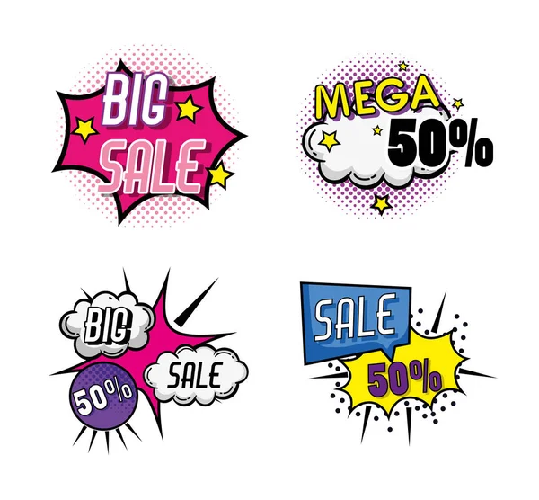 Set Sale Shopping Poster Collection Vector Illustration Graphic Design — Stock Vector