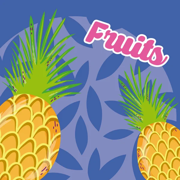 Ananas Über Blätter Muster Hintergrund Vektor Illustration Grafik Design — Stockvektor