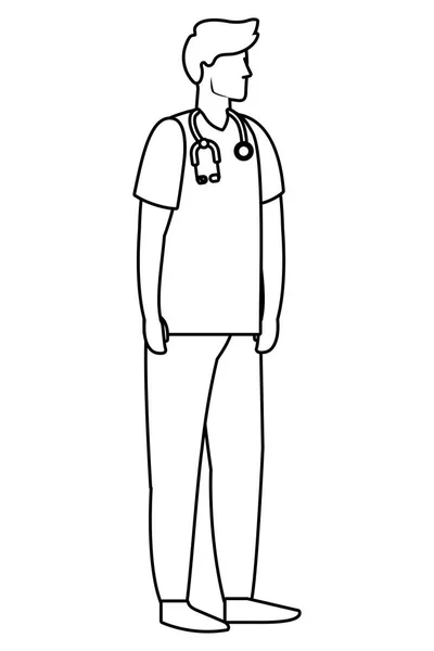 ขภาพแพทย แพทย แพทย ชายก Stethoscope การ นเวกเตอร ภาพวาดการออกแบบกราฟ — ภาพเวกเตอร์สต็อก