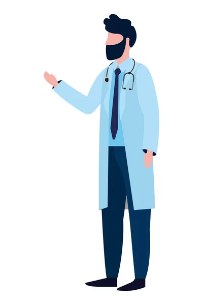 医疗保健医生男子与听诊器卡通矢量插图图形设计 — 图库矢量图片