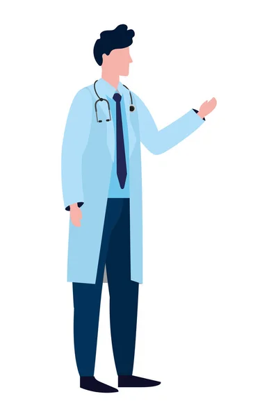 Hälso Och Medicinska Läkare Man Med Stetoskop Tecknade Vektor Illustration — Stock vektor