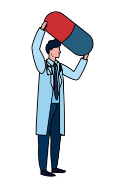 hap karikatür vektör çizim grafik tasarım holding Sağlık Tıp doktoru adam