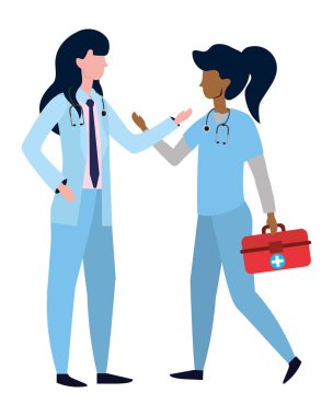 Sağlık Tıp doktoru kadın karikatür vektör çizim grafik tasarım