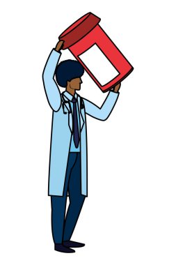 hapları şişe karikatür vektör çizim grafik tasarım holding Sağlık Tıp doktoru adam