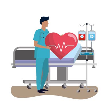 kalp hızı simgesi karikatür vektör çizim grafik tasarım holding sağlık tıbbi dotor adam