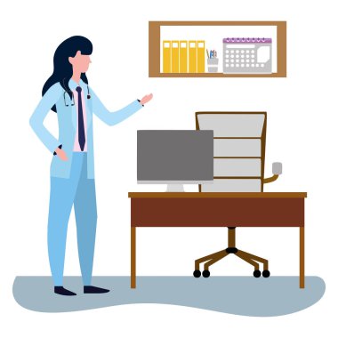 Doktor grafik illüstrasyon kadın karikatür ofis sağlık tasarlamak vektör tıbbi