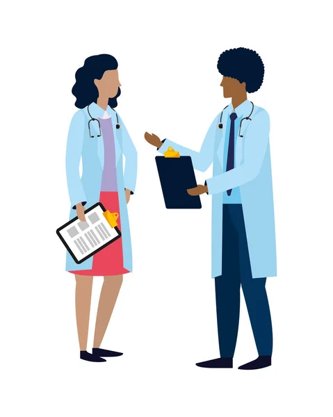 Υγειονομικής Περίθαλψης Γιατροί Γυναίκα Και Άνδρα Καρτούν Διανυσματικά Εικονογράφηση Γραφιστικής — Διανυσματικό Αρχείο