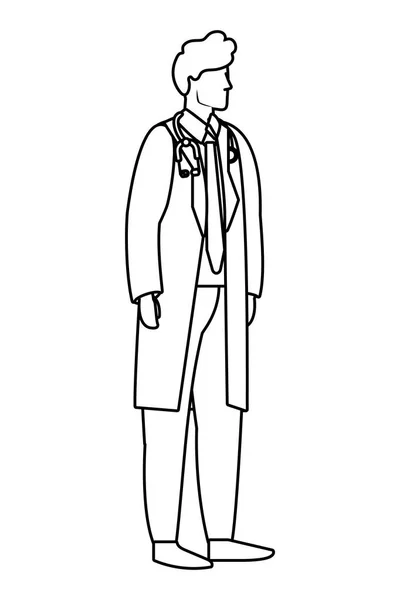 Υγειονομικής Περίθαλψης Ιατρός Άνθρωπος Στηθοσκόπιο Διάνυσμα Καρτούν Εικονογράφηση Γραφικού Σχεδιασμού — Διανυσματικό Αρχείο
