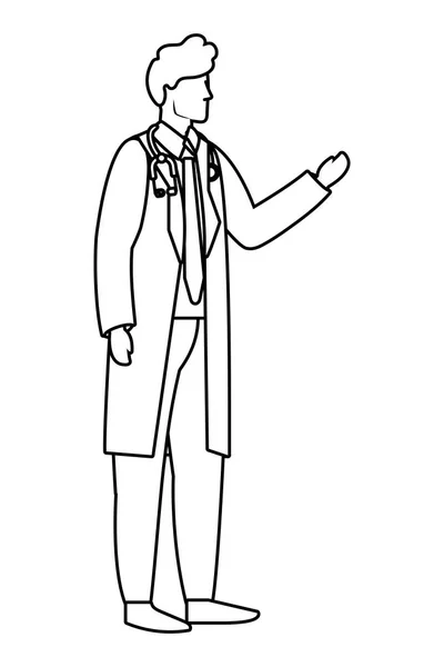 Υγειονομικής Περίθαλψης Ιατρός Άνθρωπος Στηθοσκόπιο Διάνυσμα Καρτούν Εικονογράφηση Γραφικού Σχεδιασμού — Διανυσματικό Αρχείο