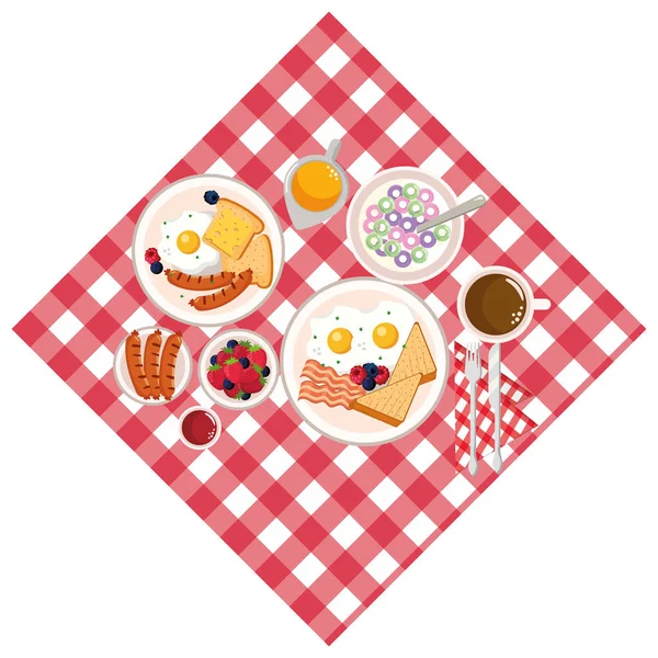 Delicious Tasty Breakfast Picnic Concept Cartoon Vector Illustration Graphic Design — Stock Vector