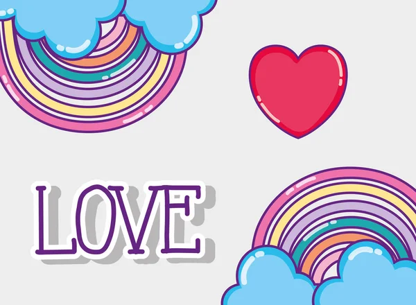 Amor Corações Cartão Bonito Desenhos Animados Vetor Ilustração Design Gráfico —  Vetores de Stock
