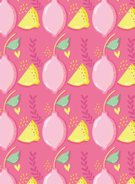 Citrons Motif Fond Punchy Pastel Vecteur Illustration Graphisme — Image vectorielle