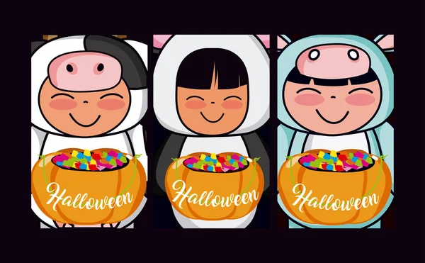 Ensemble de cartes Halloween — Image vectorielle