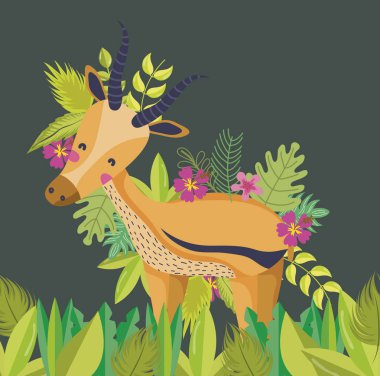 Sevimli vahşi hayvanlar karikatür