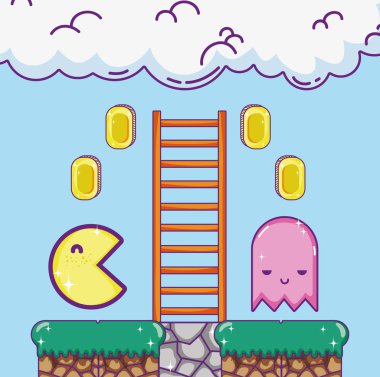 Pixelated retro video oyunu sahne